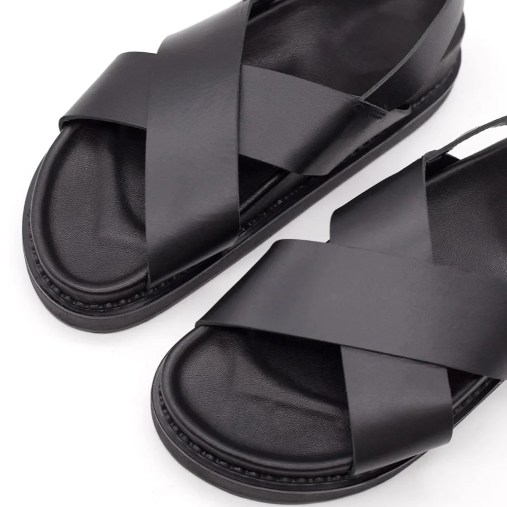 NWT Liberte Leather Capri Black Leather Sandals with Buckle. - Picture 6 of 14